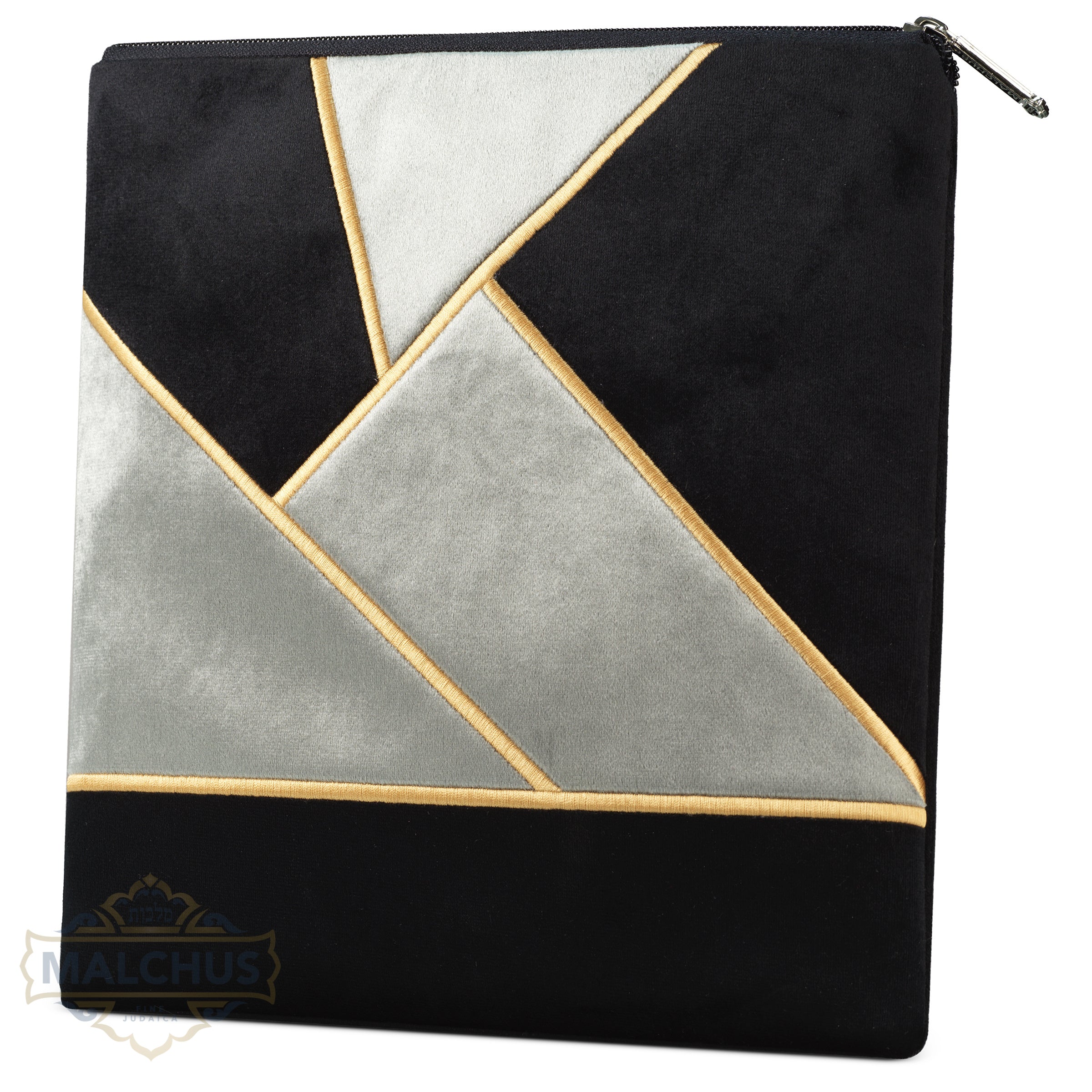 Bag #877 Black & Grey Velvet & Gold Emb