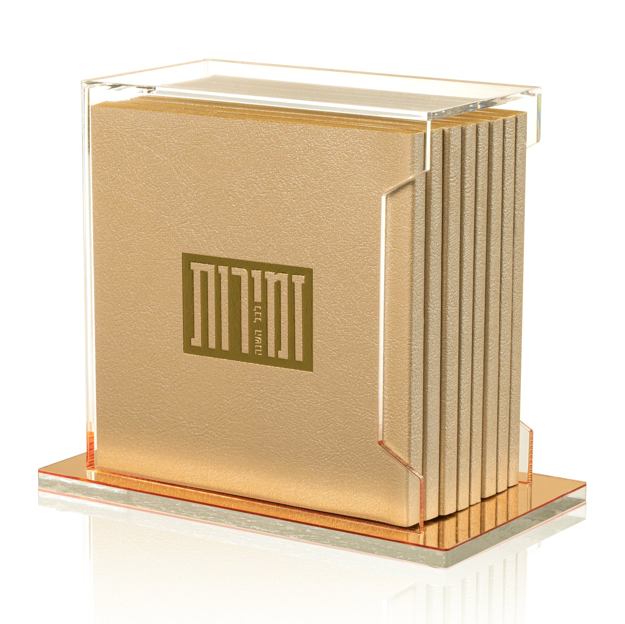 Square Softcover Leather & Lucite Zemiros Bencher Set
