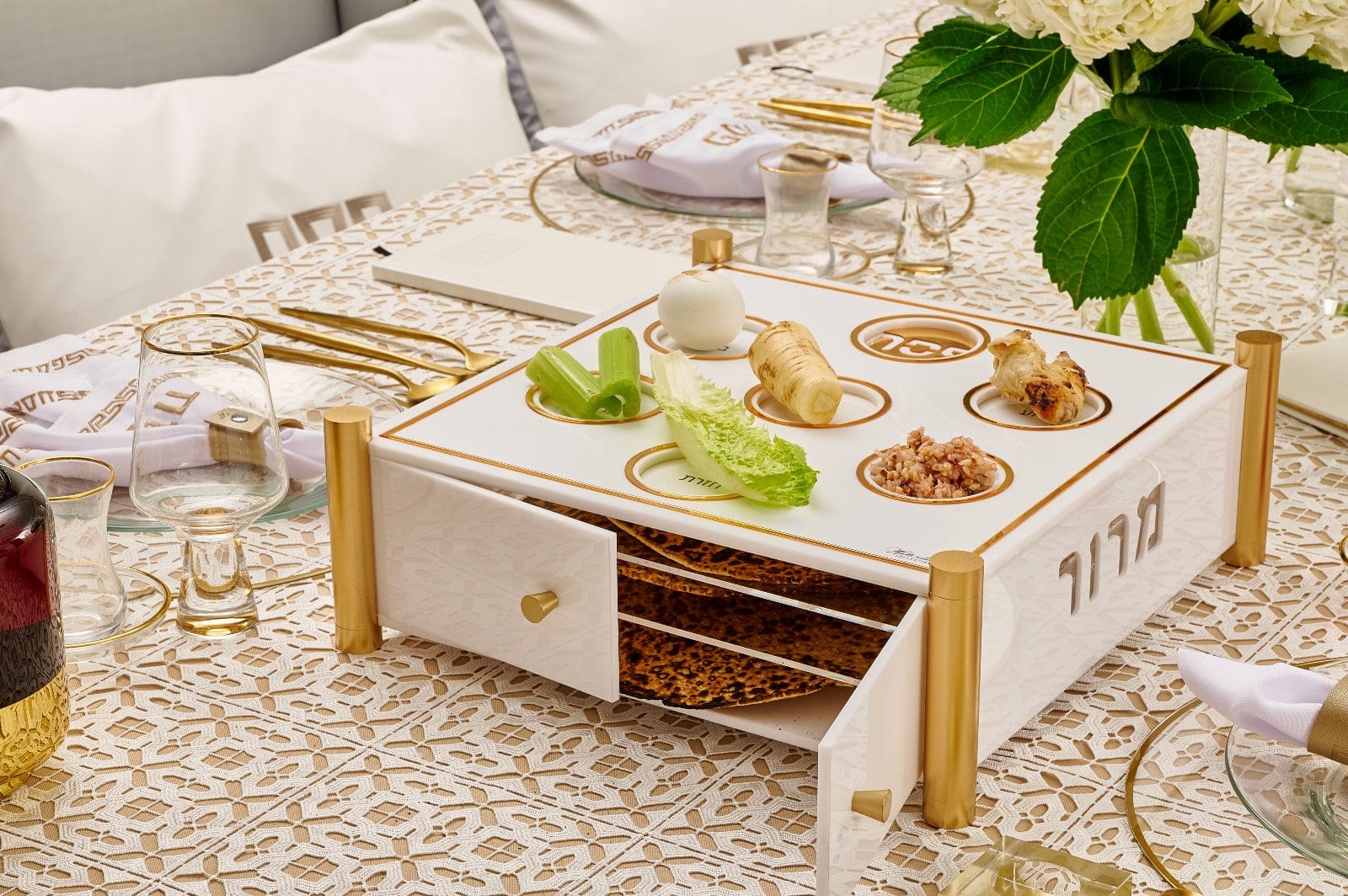 3 Level Kearah (Seder Plate) / Matzah Box