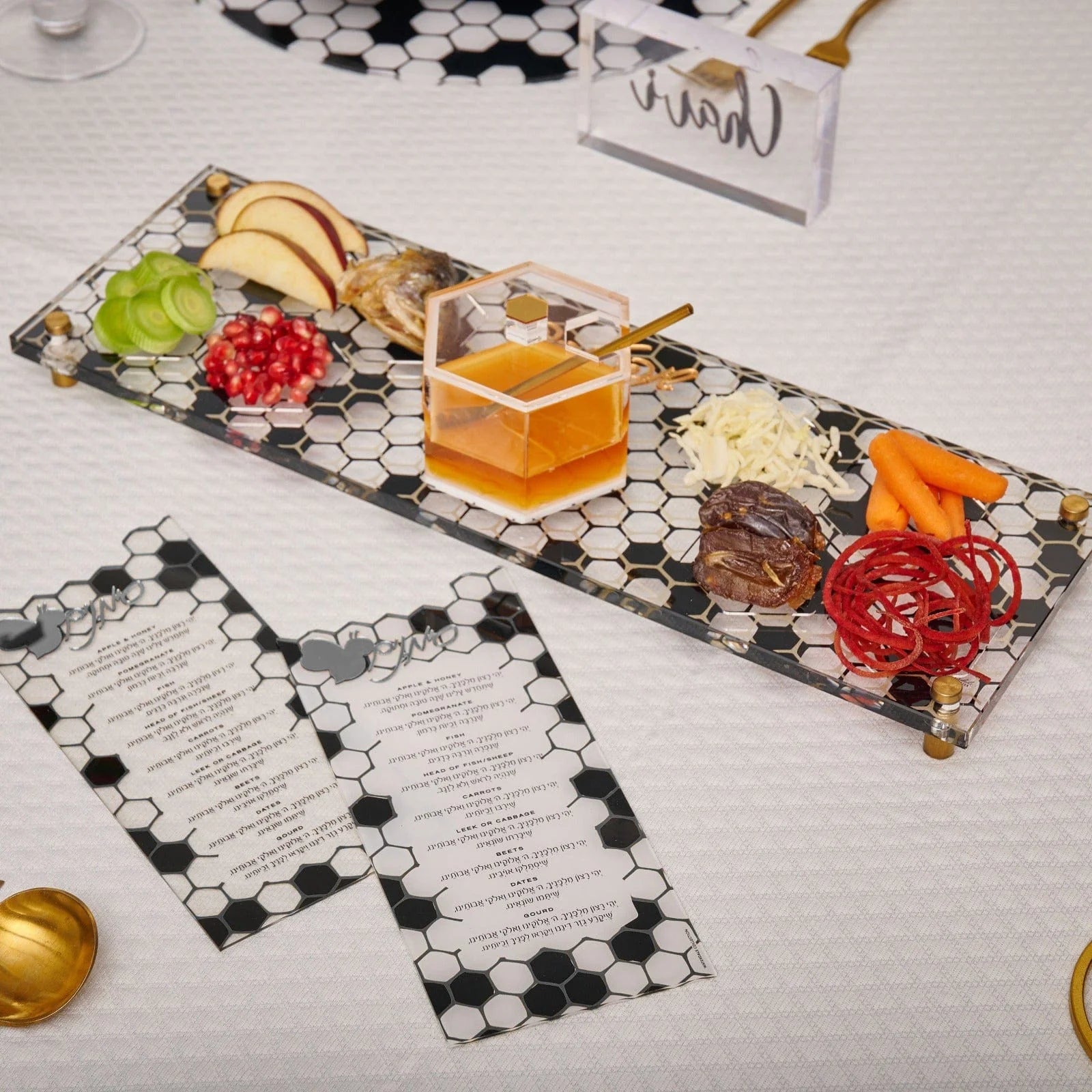Onyx Simanim Tray With Cards