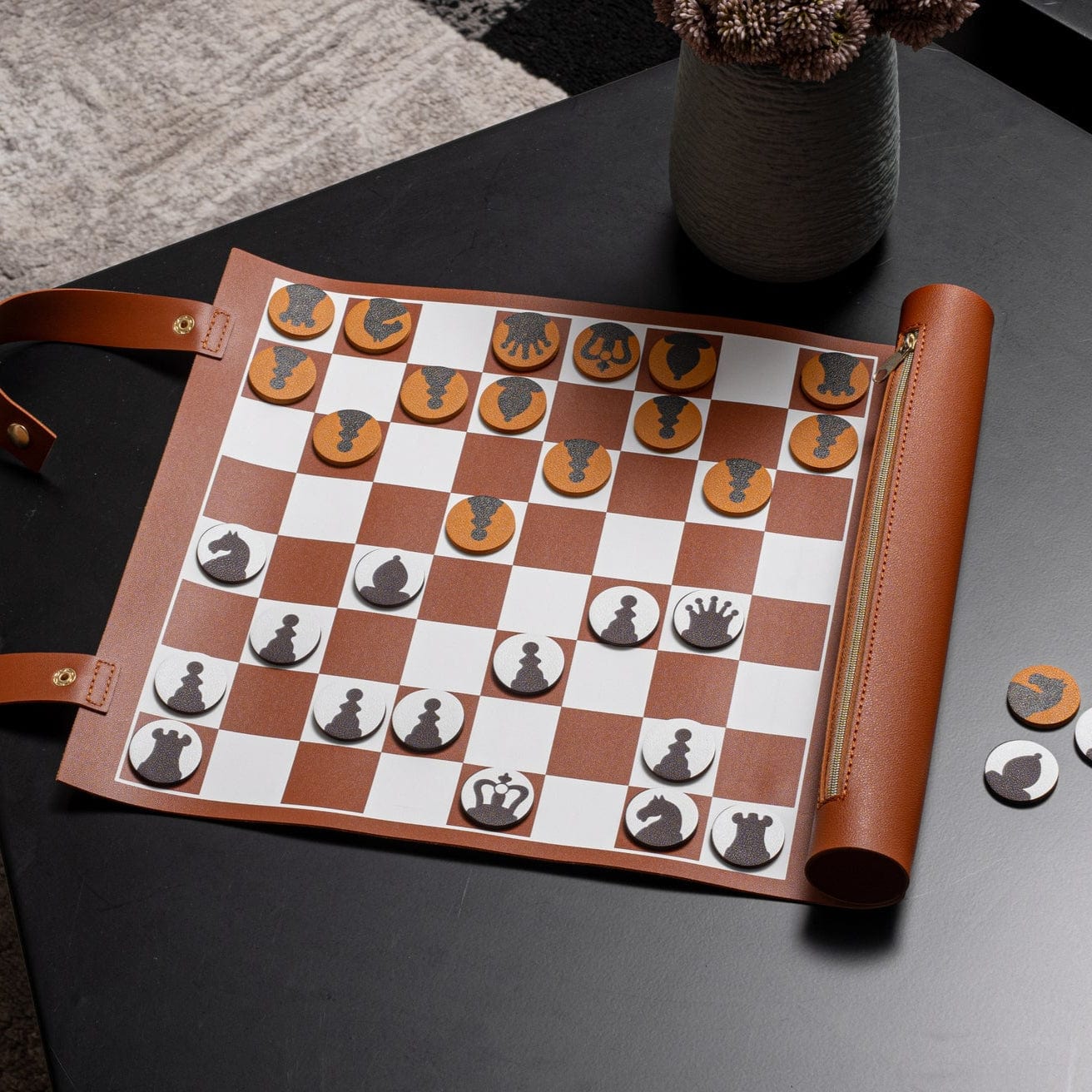 Leather Chess/Checkers Set