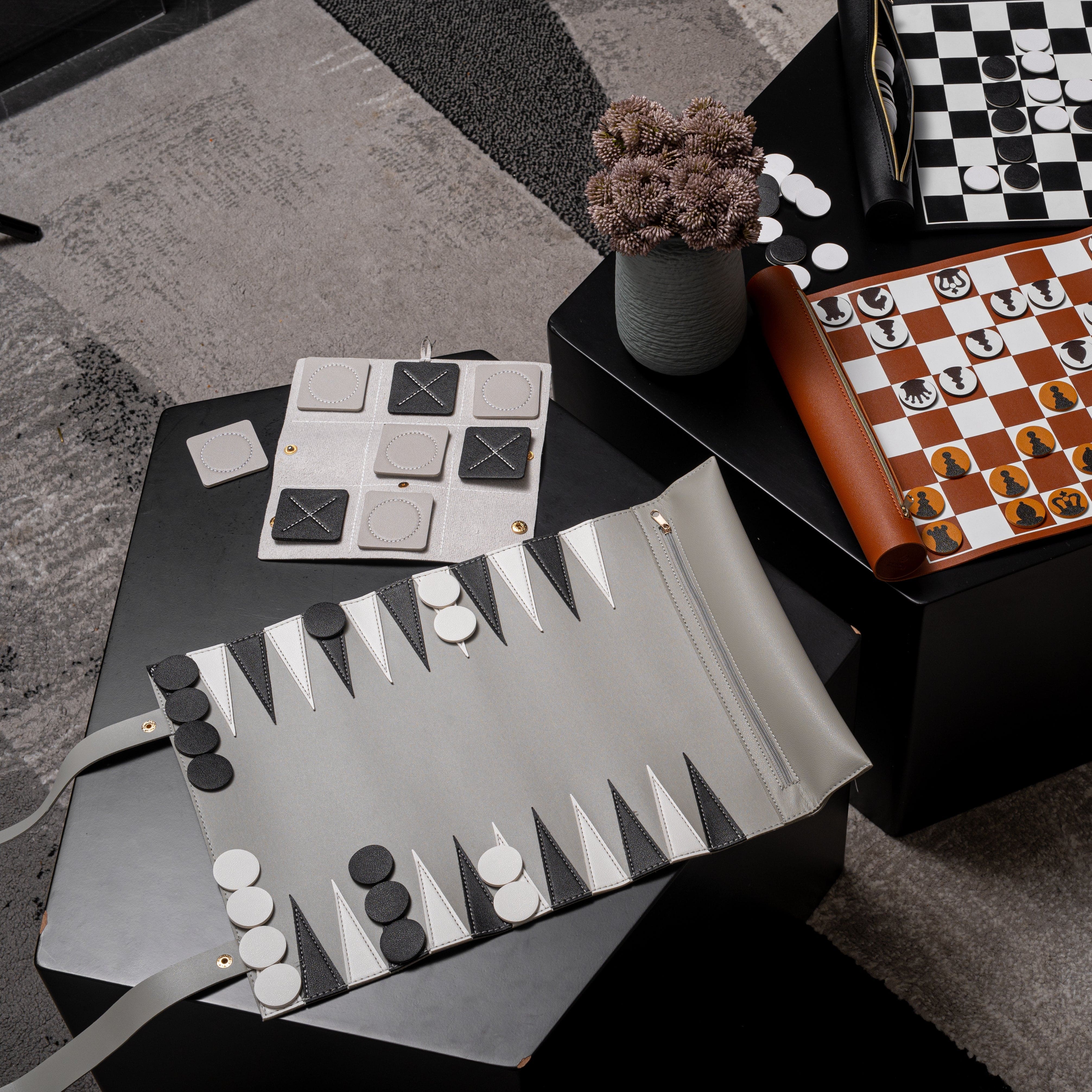 Leather Backgammon Game
