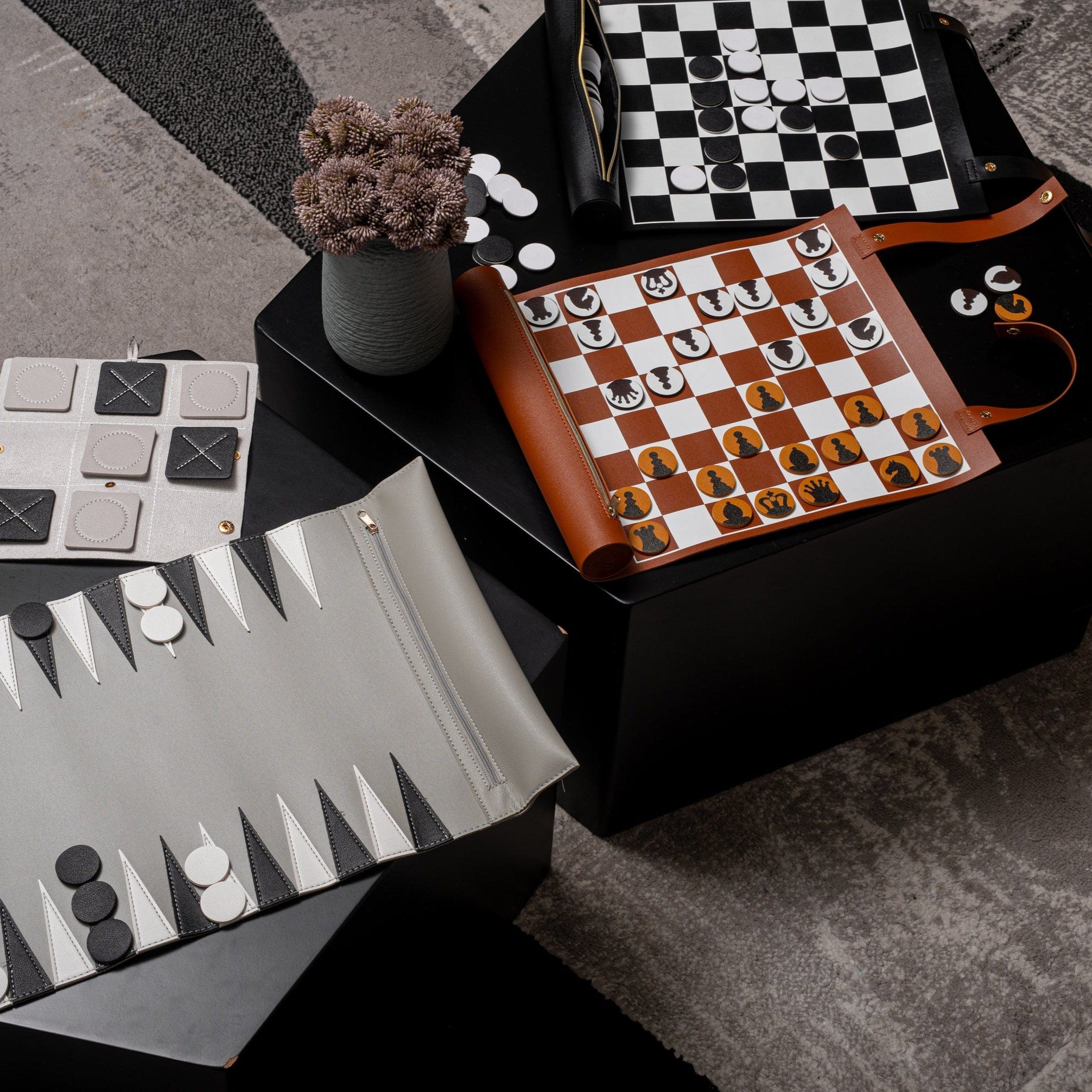 Leather Chess/Checkers Set