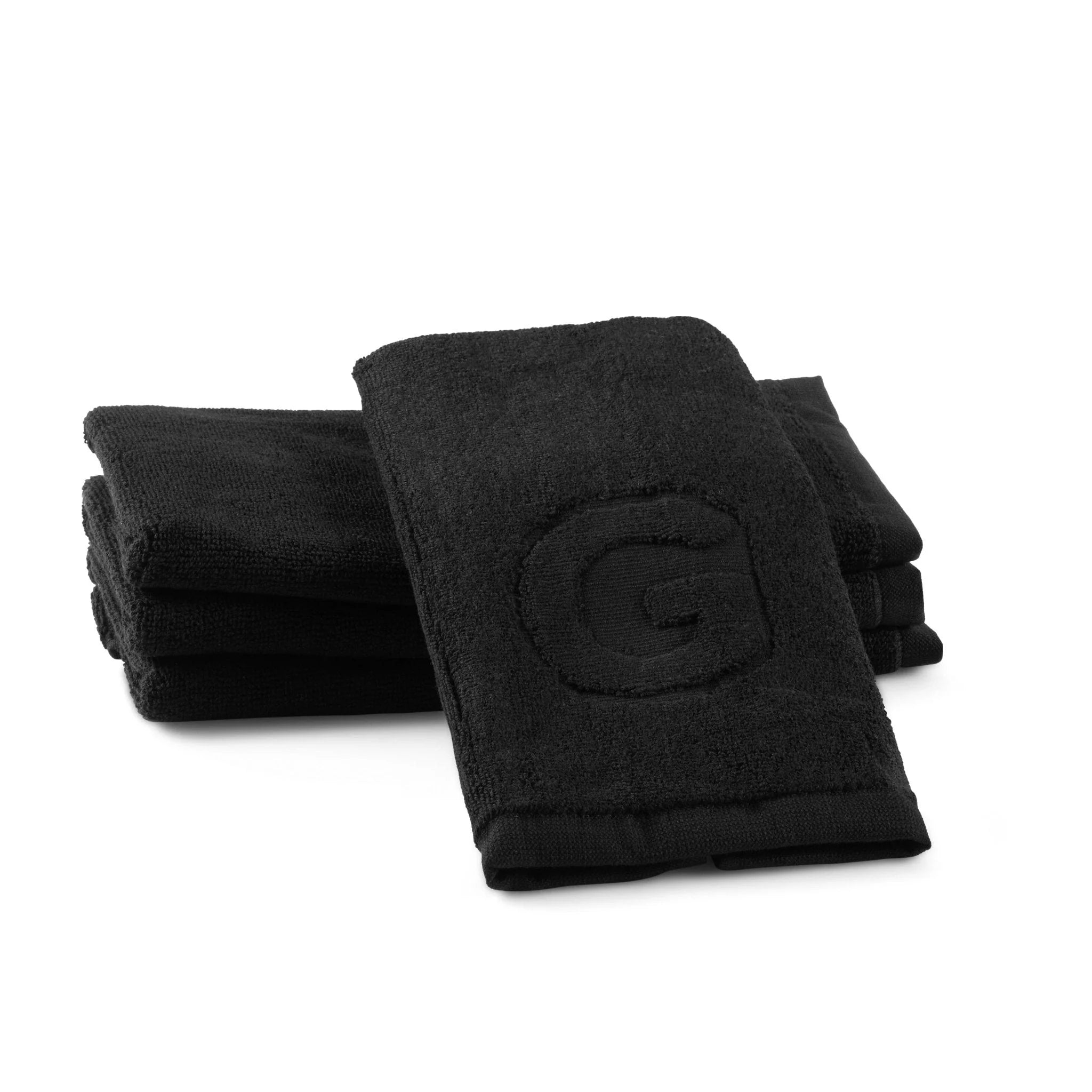 Black Initial Embossed Finger Towel