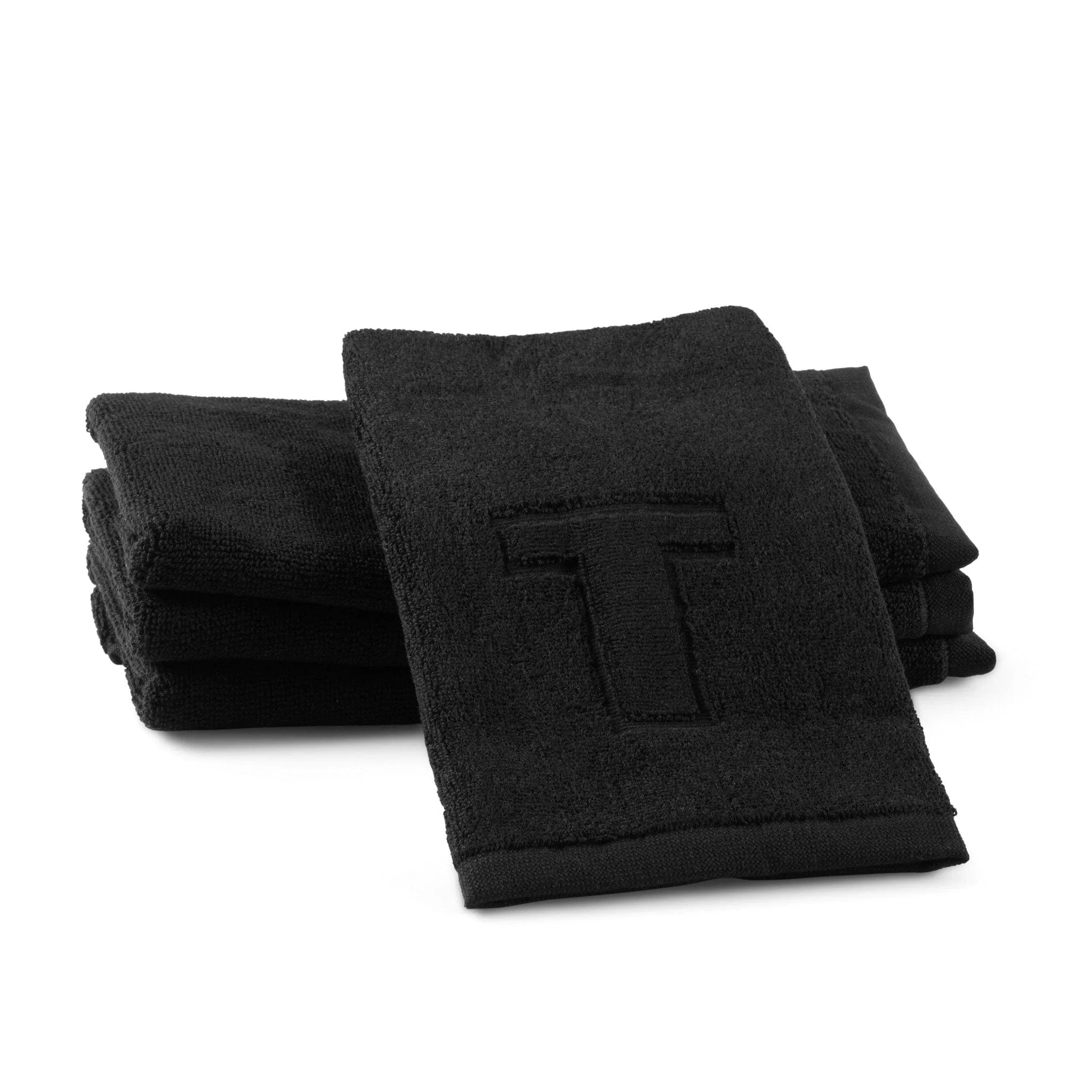 Black Initial Embossed Finger Towel