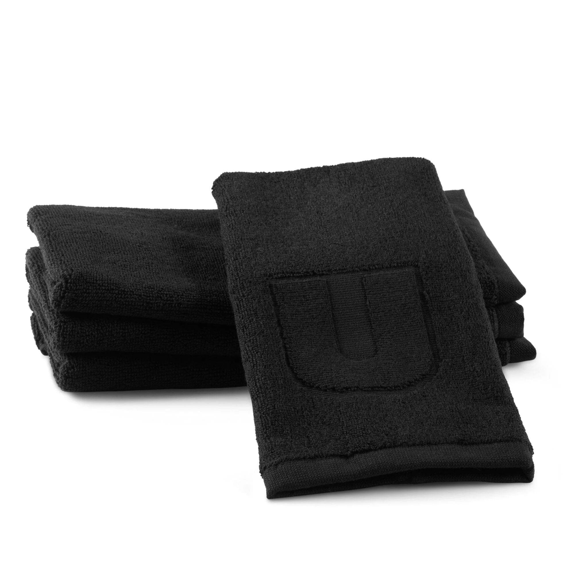 Set of 2 Black Initial Embossed Finger Towel