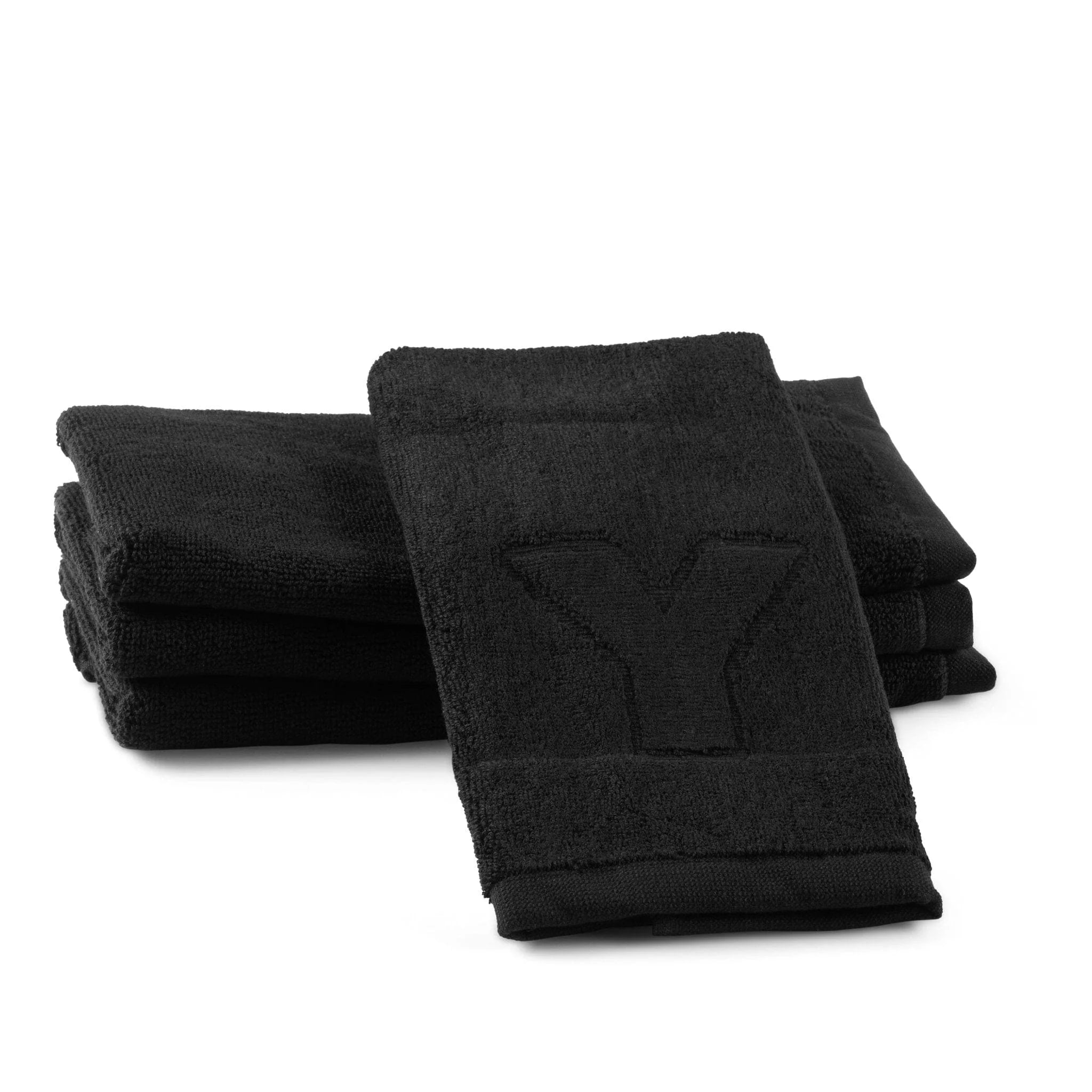 Black Initial Embossed Finger Towel