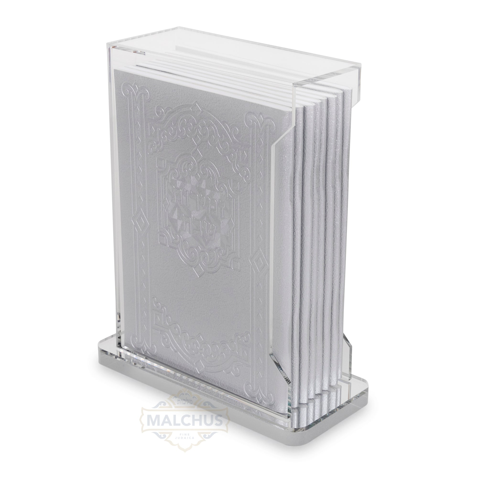 Lucite Zemiros Holder with 8 Zemiros Shabbos #255 Silver