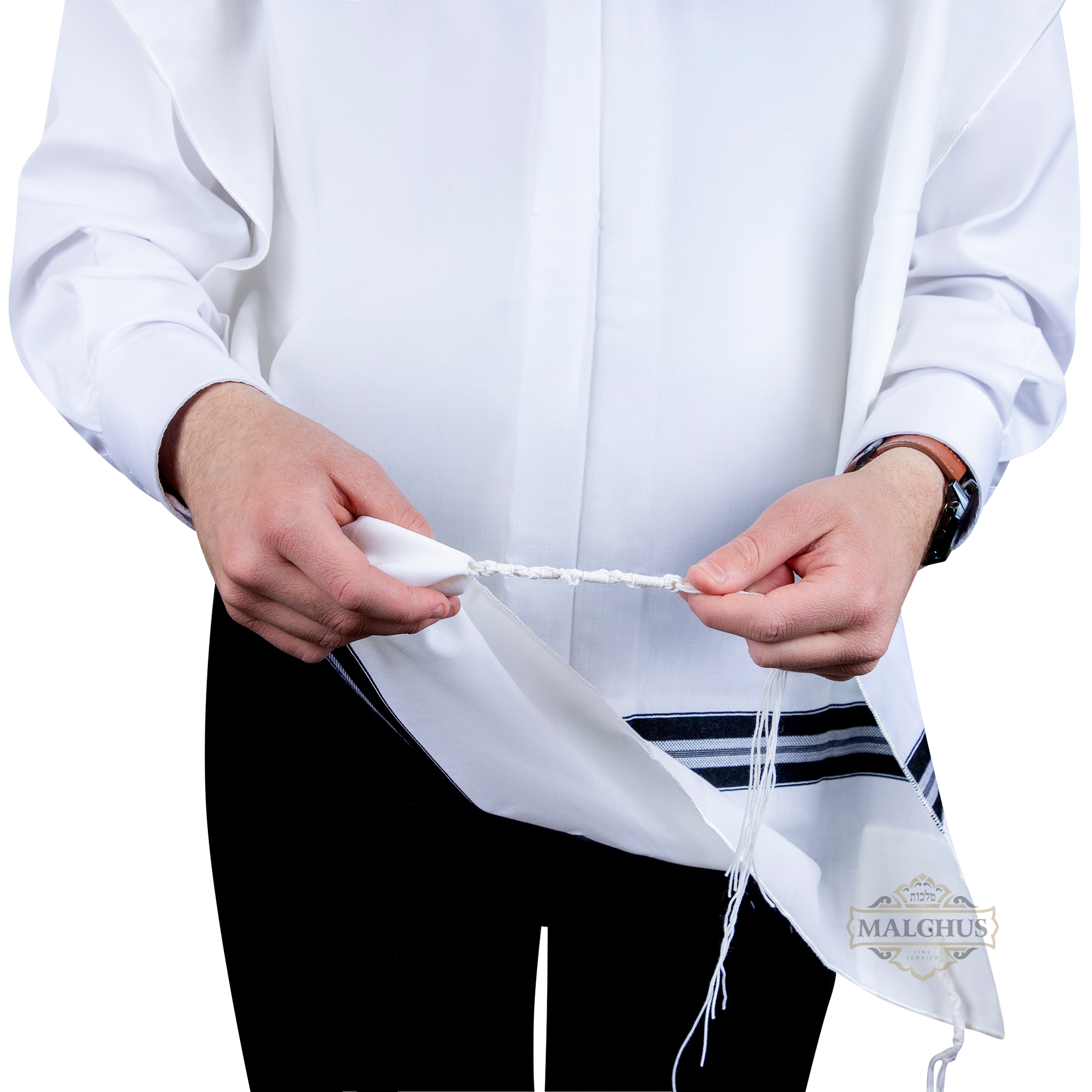 Wool Adult 2 Hole Keshiras Ashkenaz Tzitzis - Stain Proof
