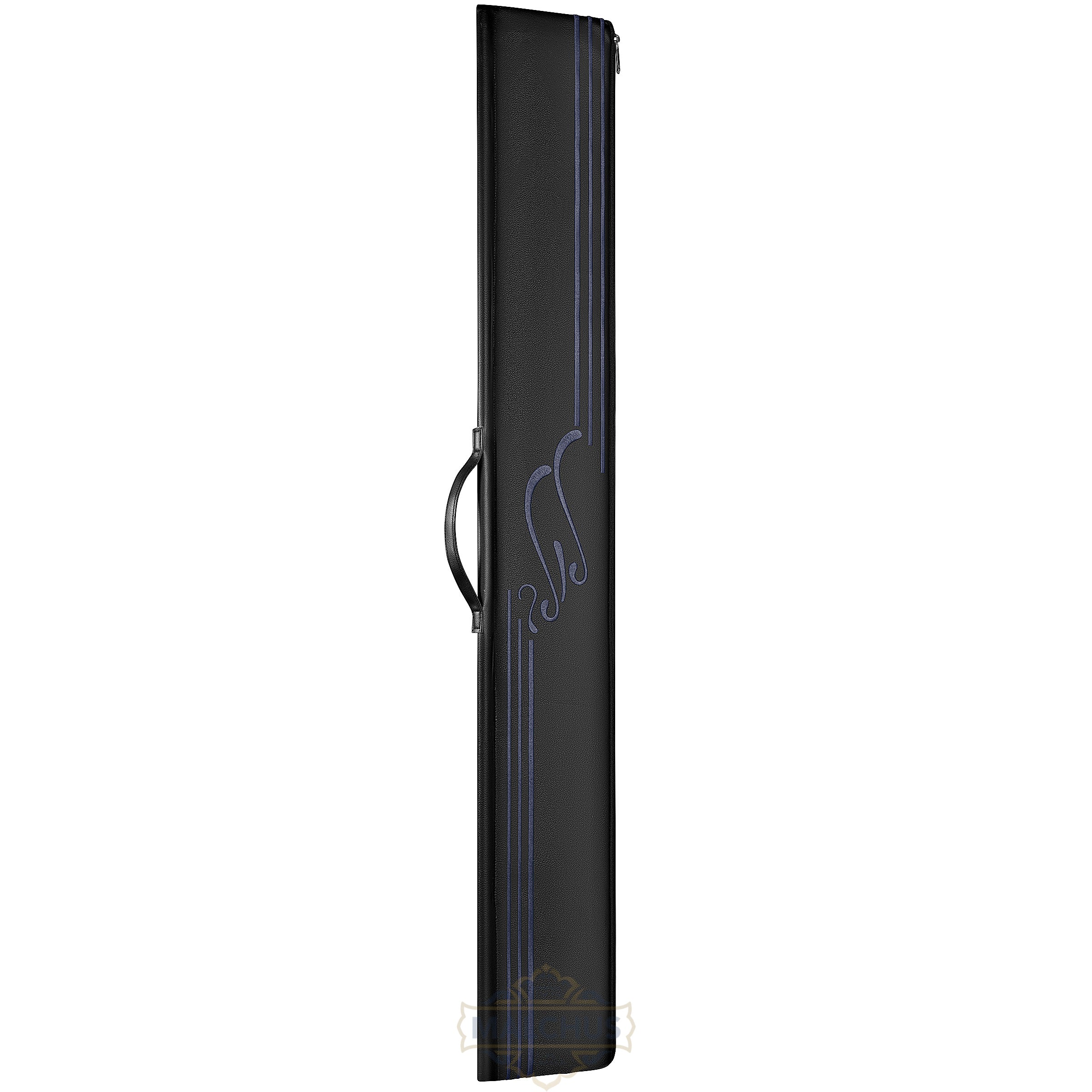 Lulev Holder #1880 Black Leather, Navy Embroidery