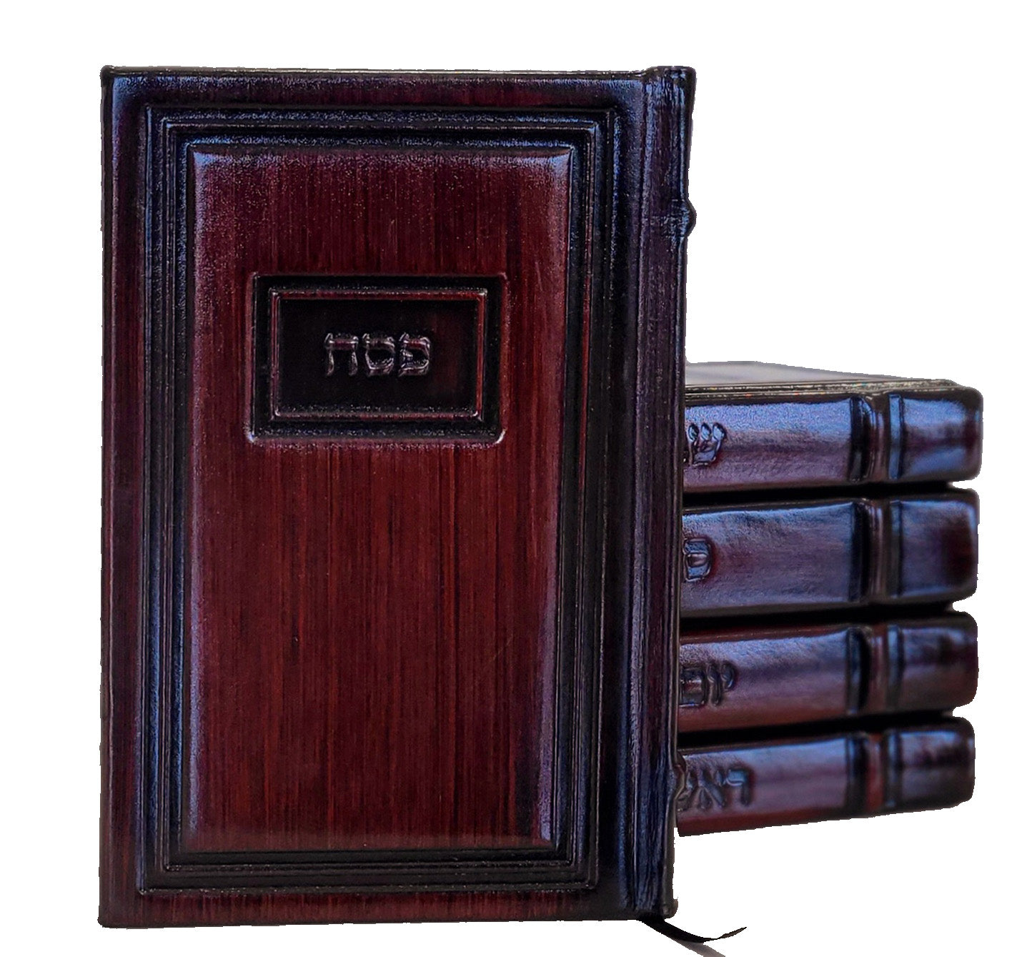 Antique Brown Leather Machzorim Set Kaftor For Kallahs