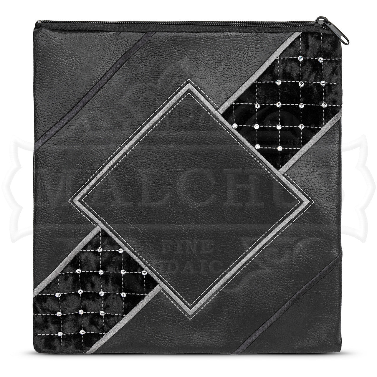 Bag #635 Black Faux Leather & Black Velvet