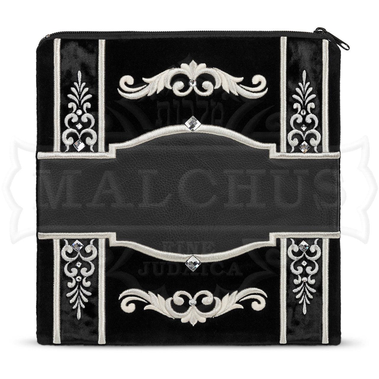 Four Corner Leaf and Straight Strip Center Velvet With Leather Bag #470L