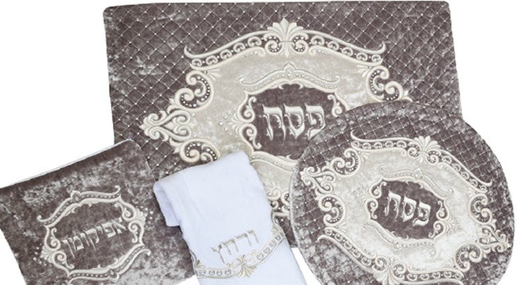 Pesach Seder Set - Marquise Collection Grey Velvet #615GR