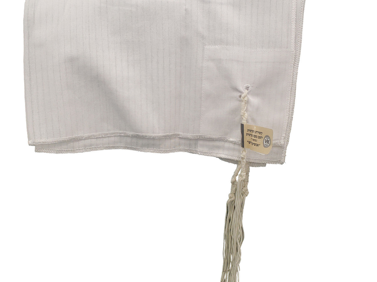 Cotton Adult Round Neck, 2 hole- Slanted Keshiras Chabad Tzitzis