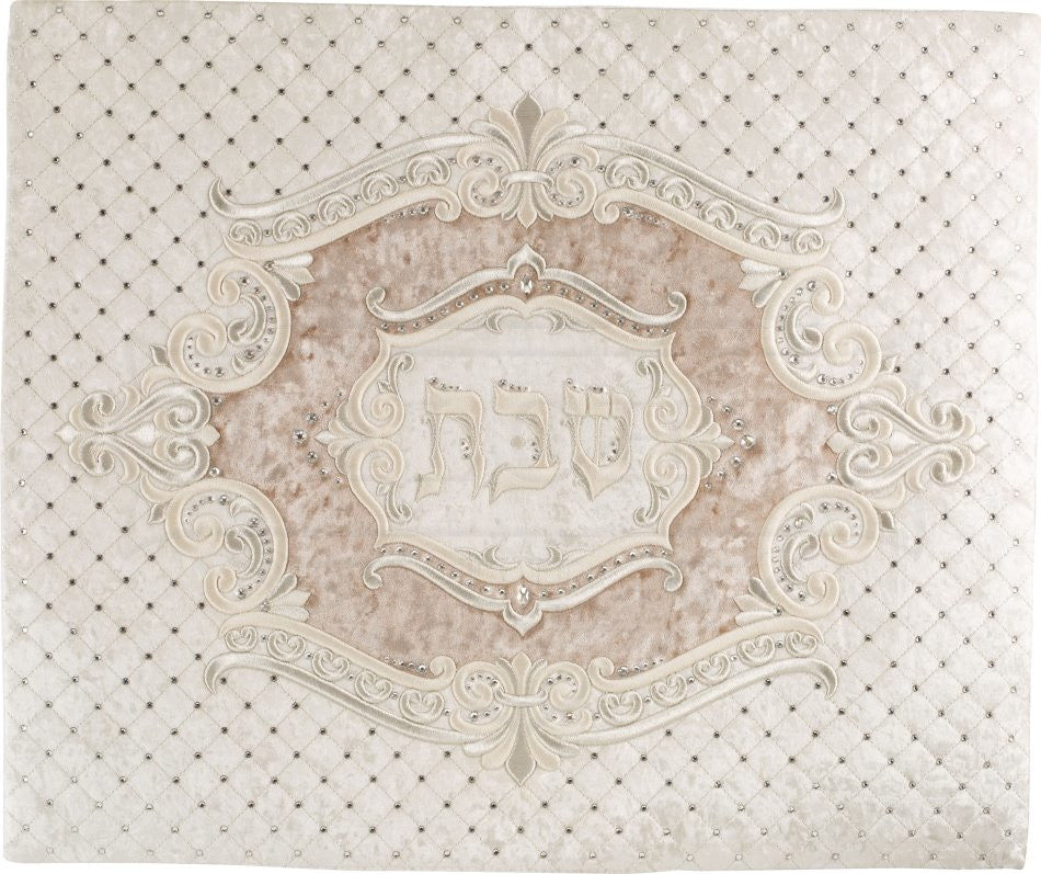 Medallion Inset Beige Velvet Challah Cover #615VB