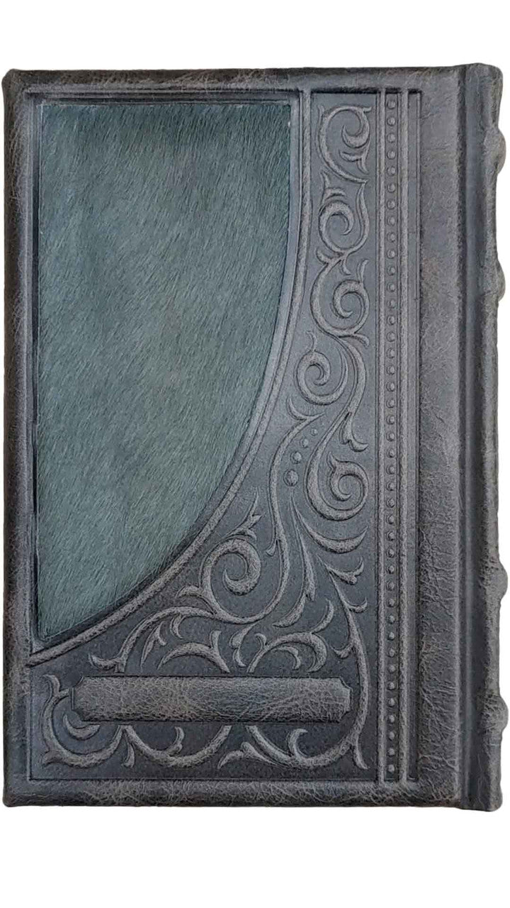 Antique Grey Leather Machzorim Set With Fur Kaftor For Kallahs
