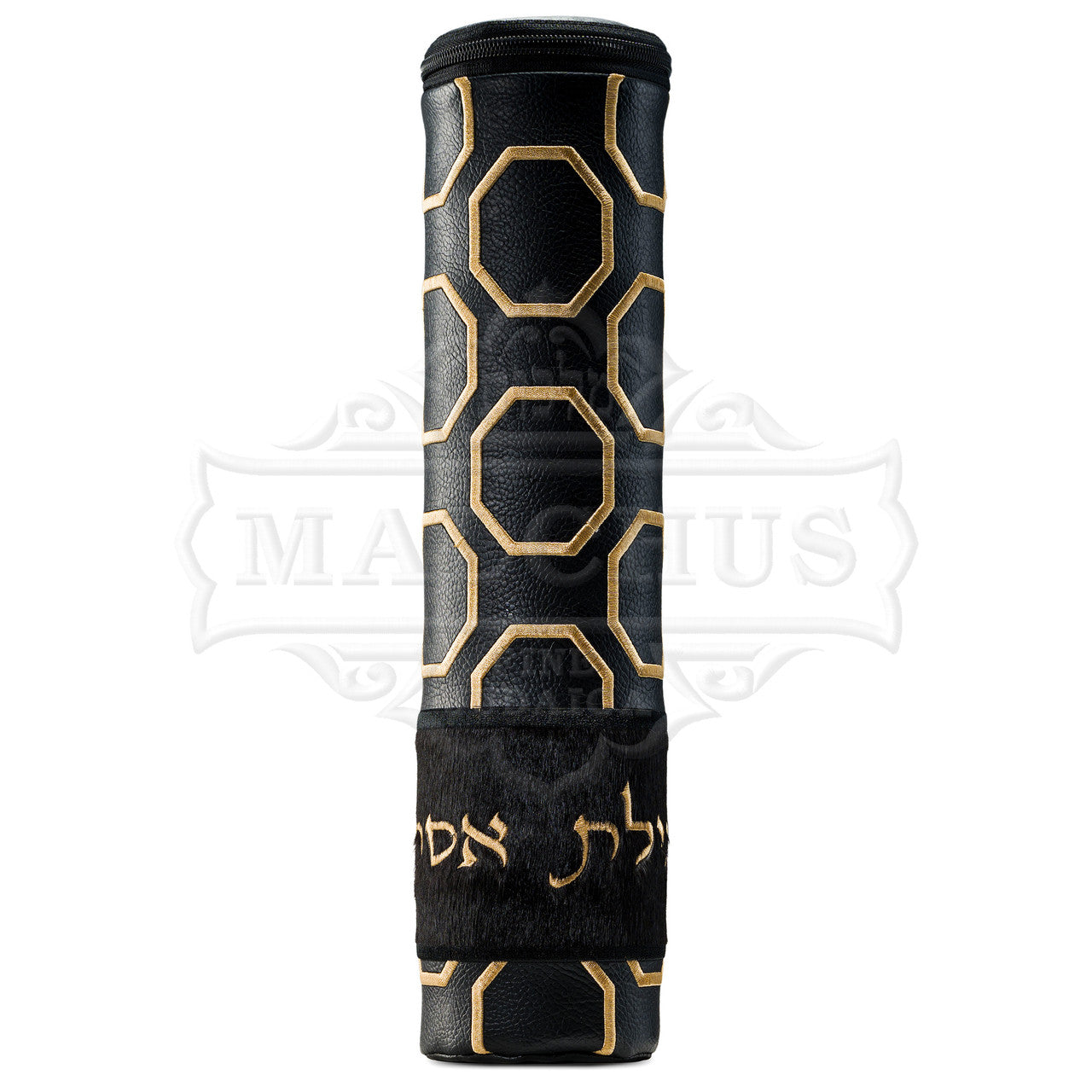 Honeycomb Scroll Megilla Case Black Leather #1285