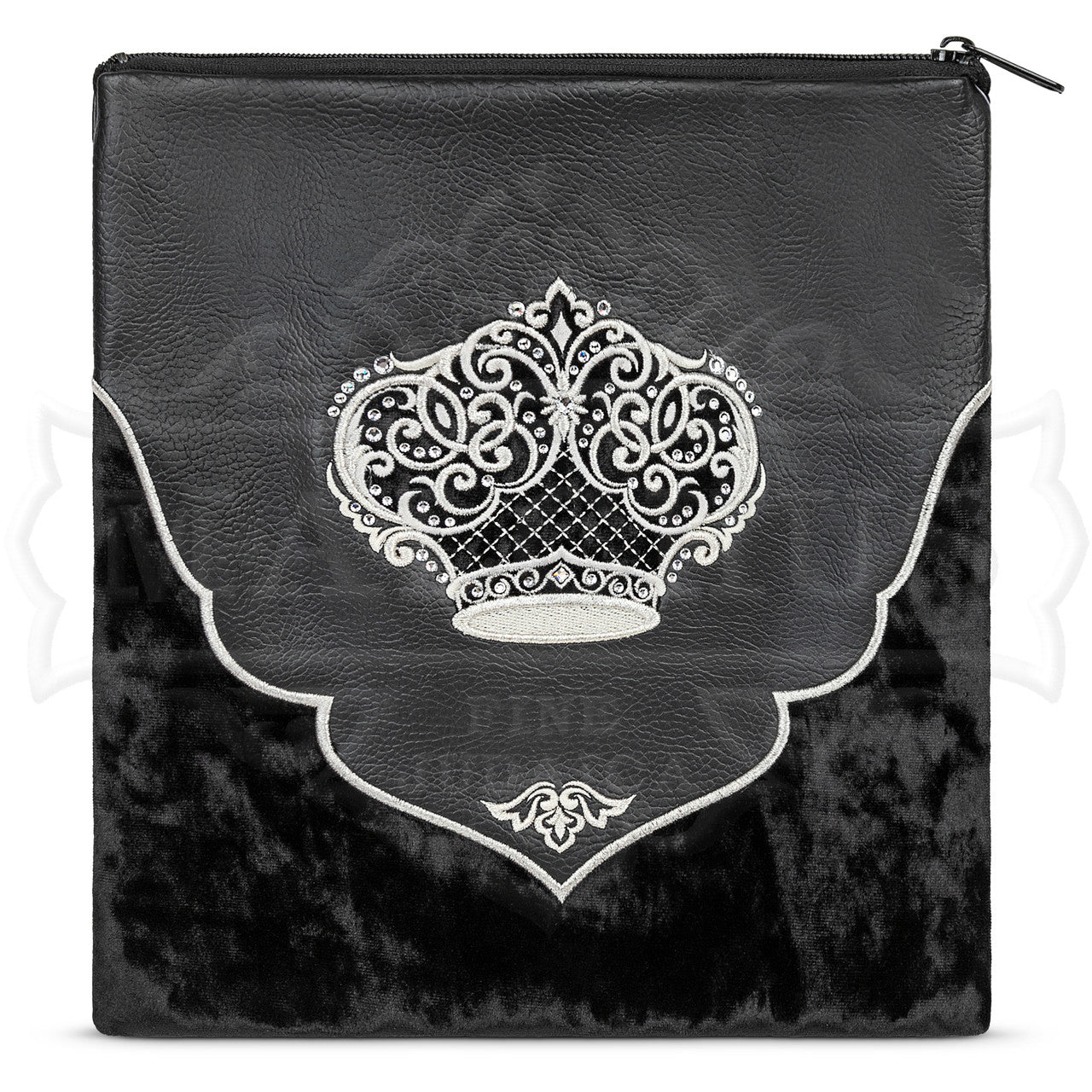 Bag #568 Black Faux Leather & Black Crushed Velvet