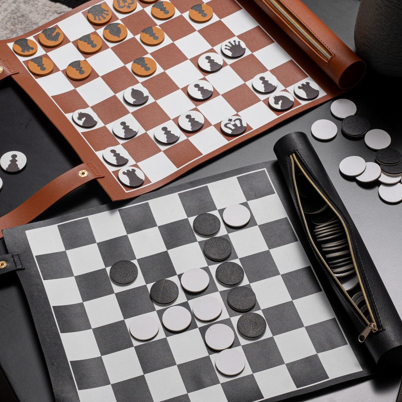Leather Othello/Checkers Game