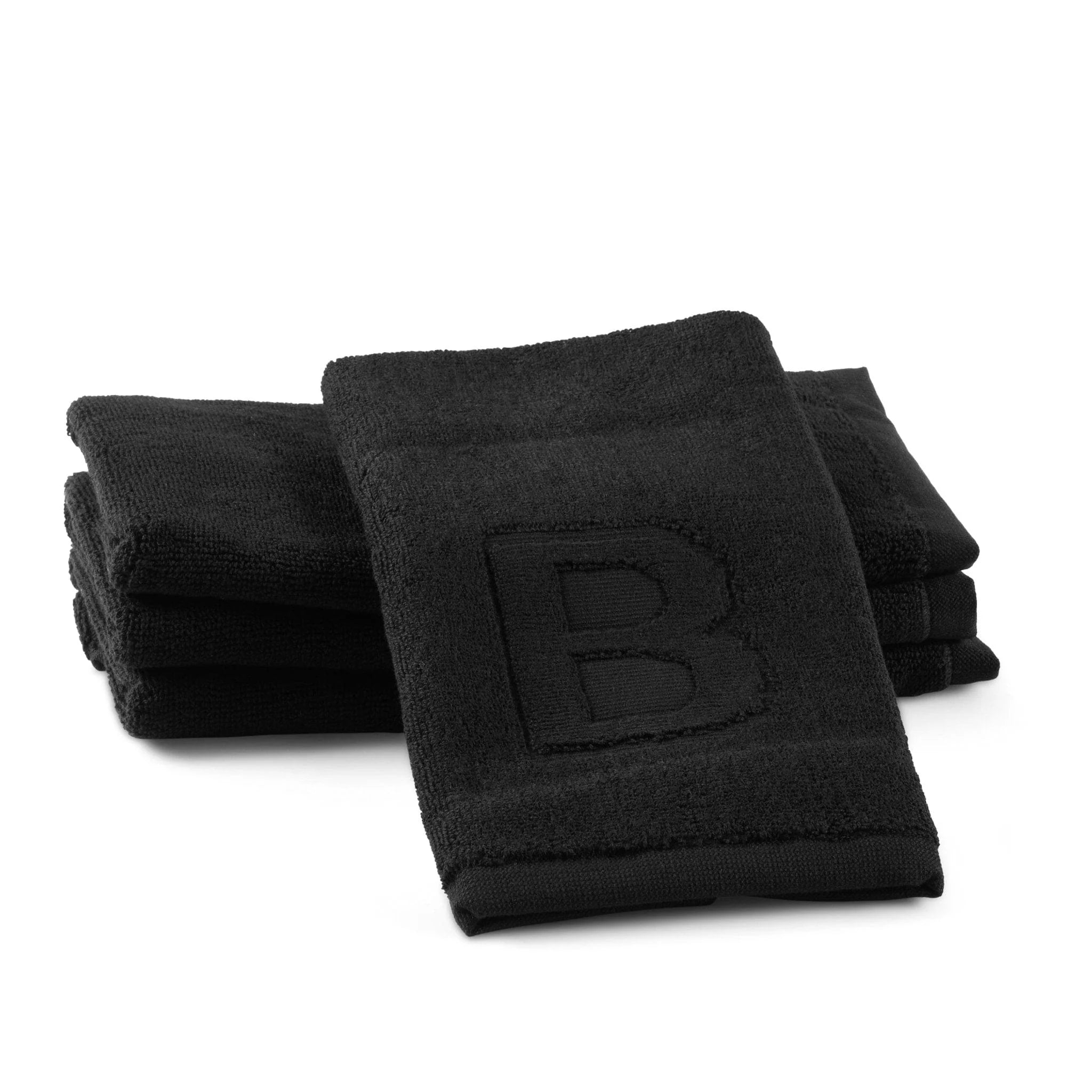Black Initial Embossed Finger Towel