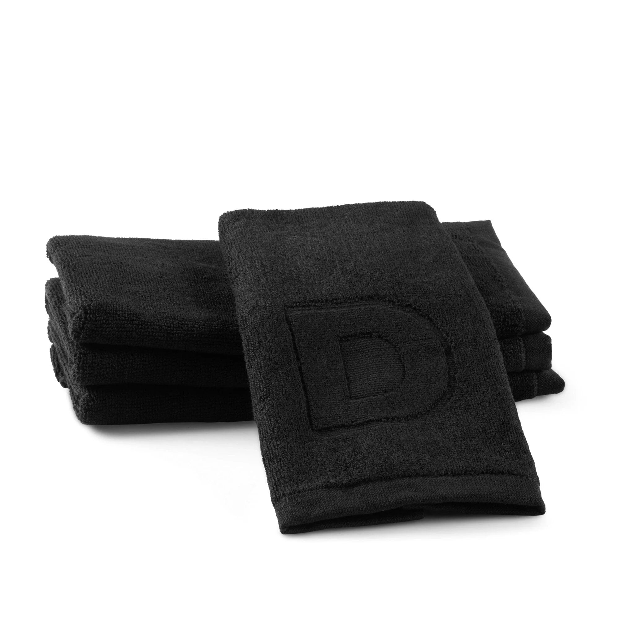 Black Initial Embossed Finger Towel