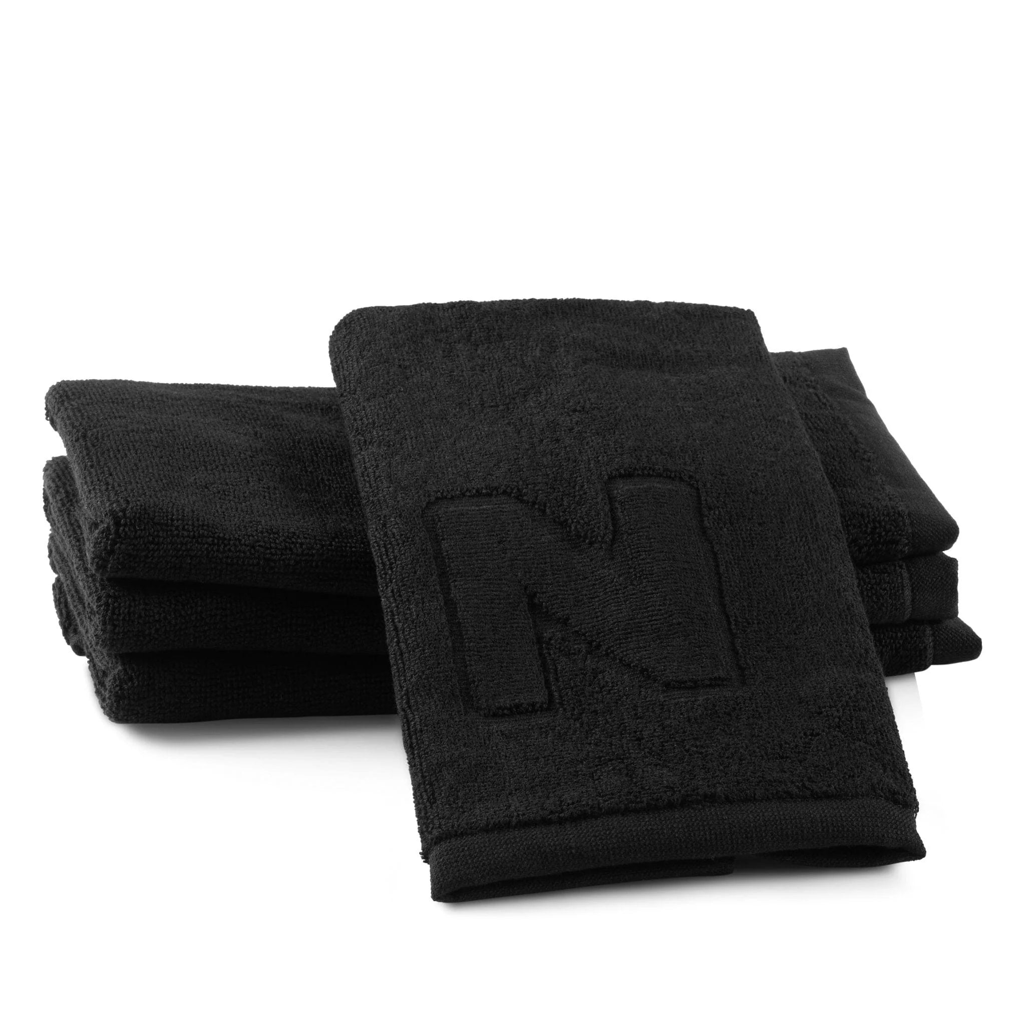 Black Initial Embossed Finger Towel