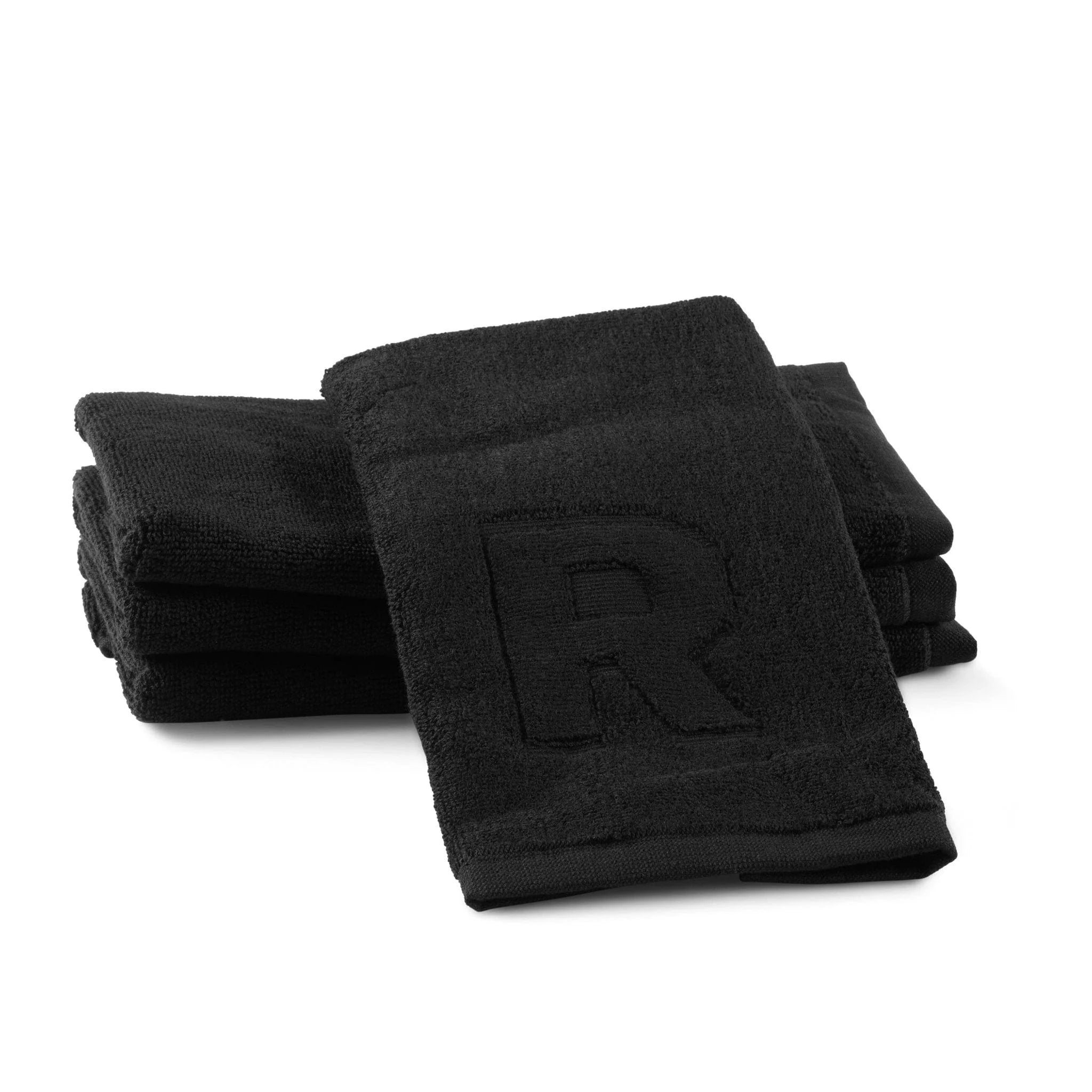 Black Initial Embossed Finger Towel