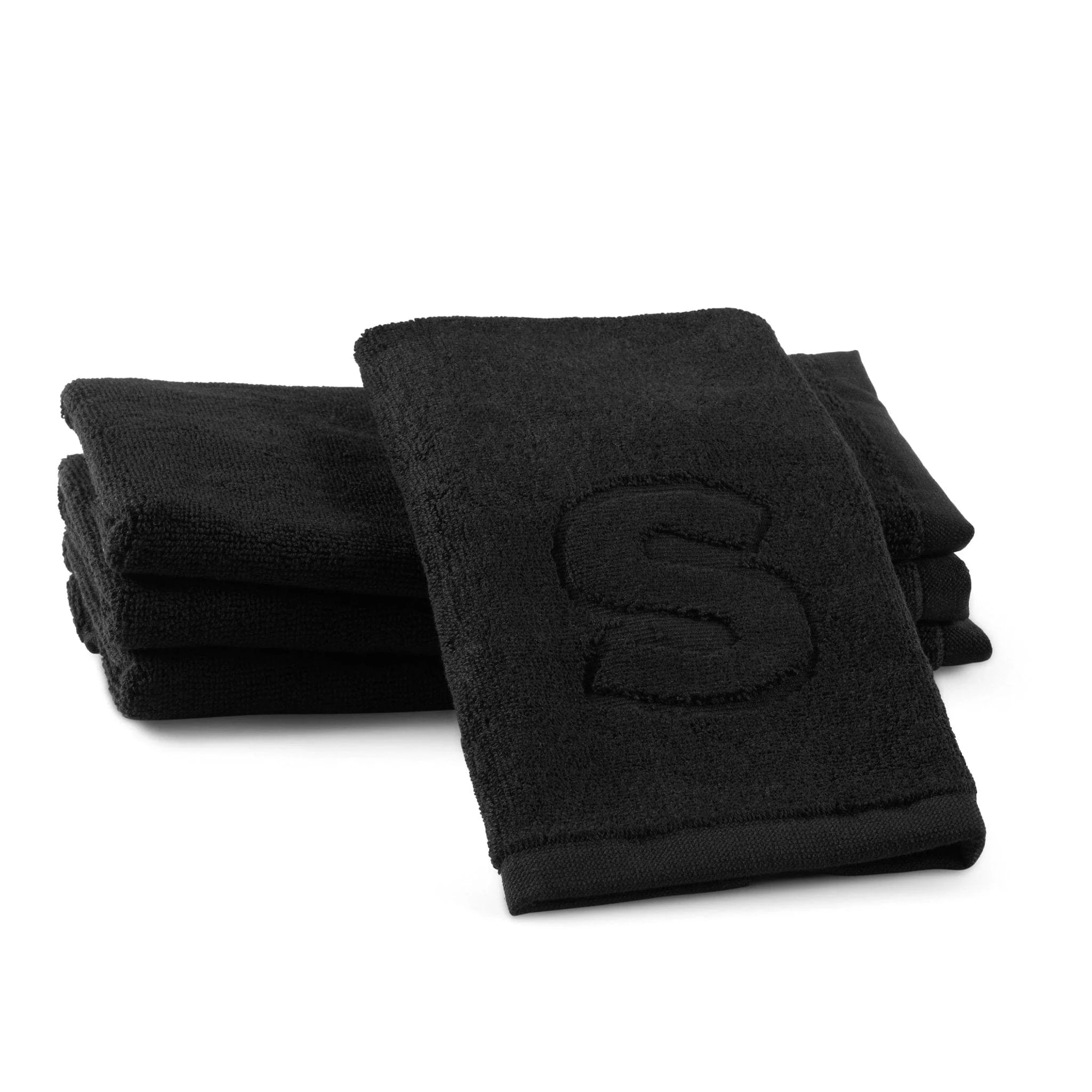 Black Initial Embossed Finger Towel