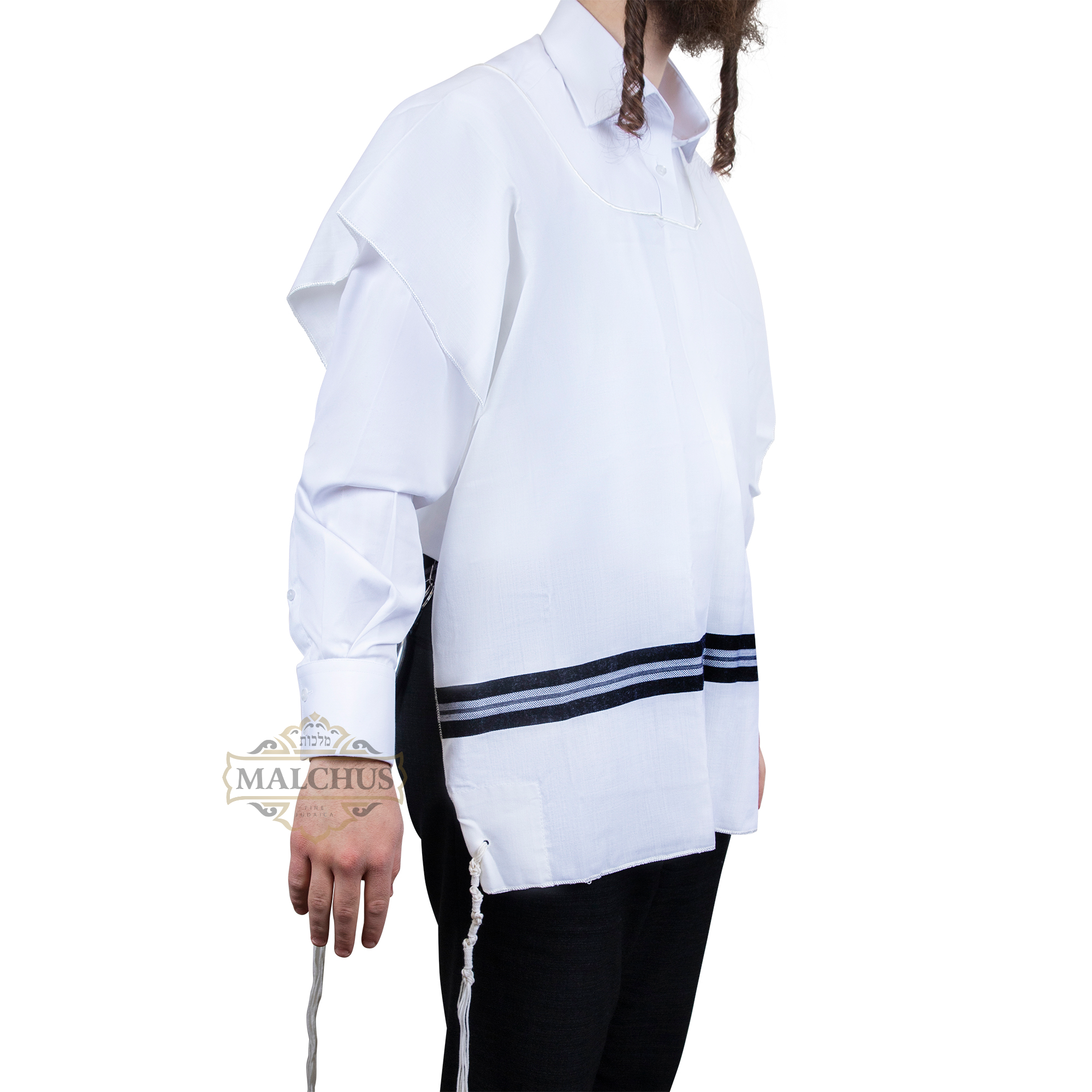 Wool Adult  1 Hole Keshiras Ashkenaz Tzitzis - Stain Proof