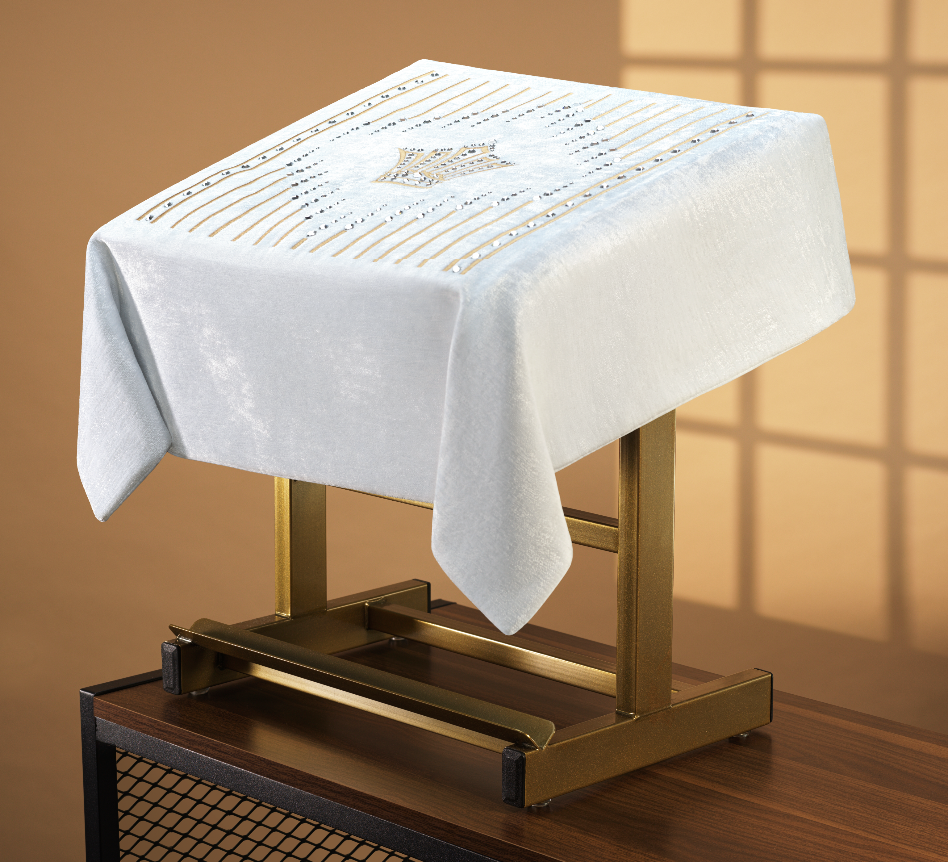 Malchut Shtender Cover - White Antique Velvet #30