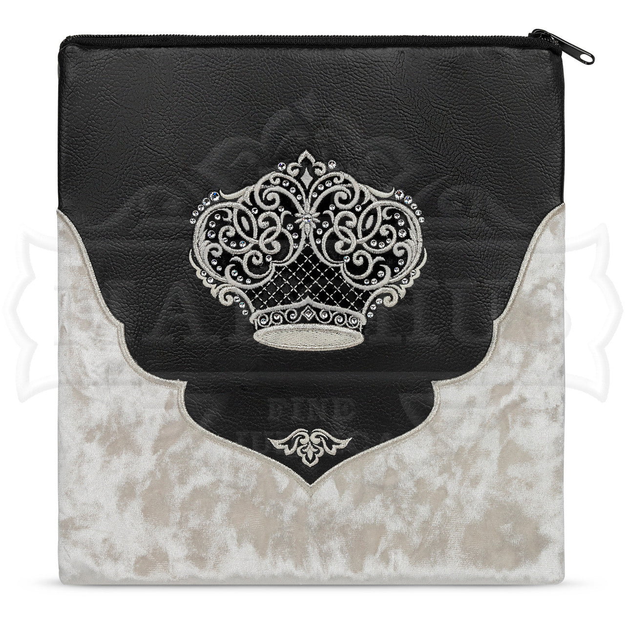 Bag #569 Black Faux Leather & White Crushed Velvet