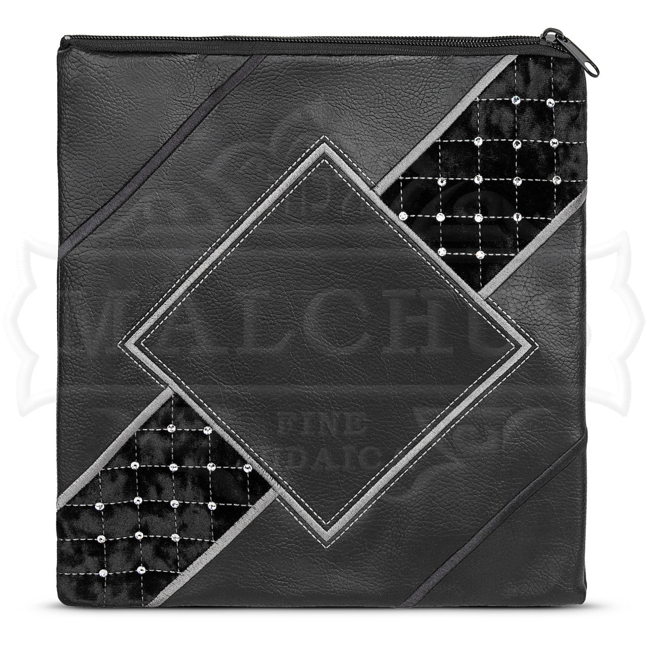 Bag #635 Black Faux  Leather & Black Velvet