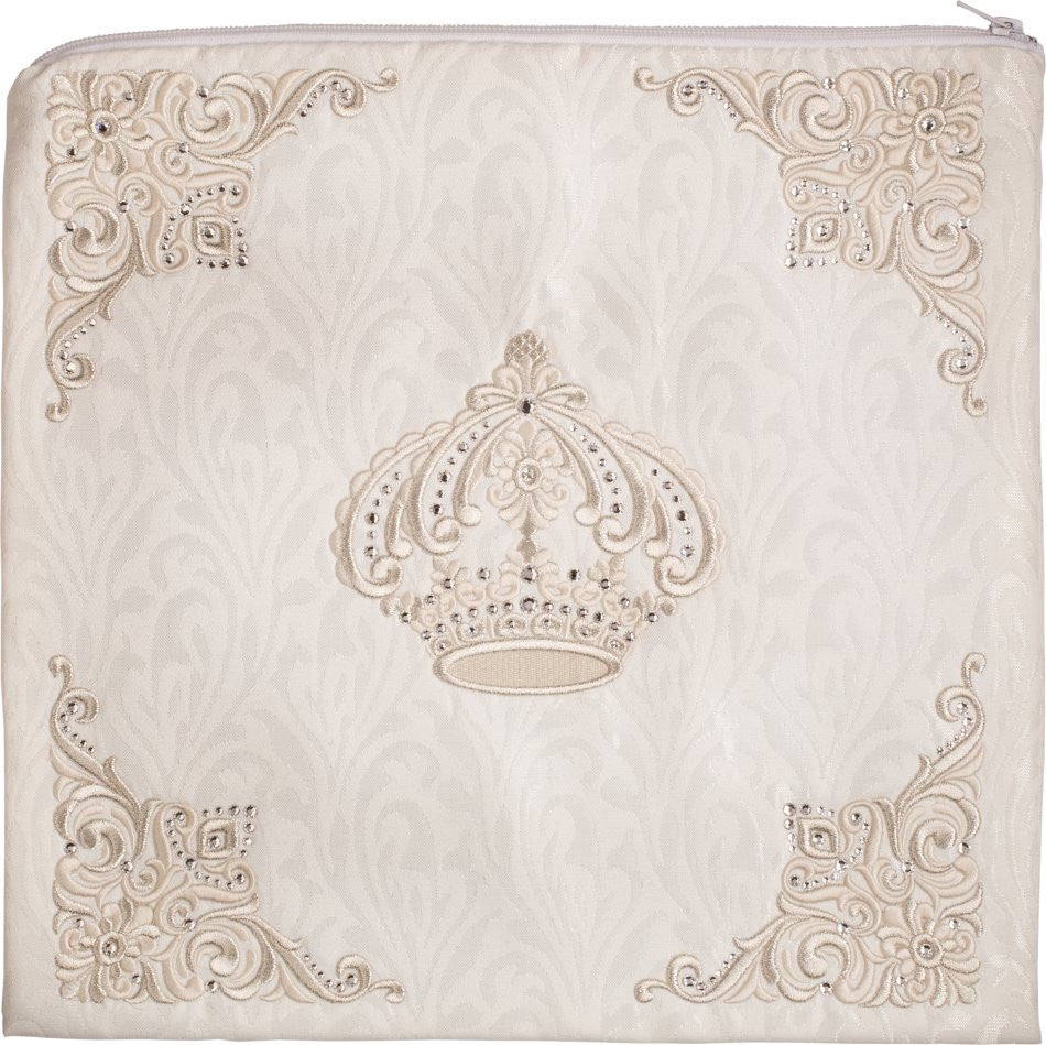 White Four Corner Design with Crown Velvet Talis Bag #182